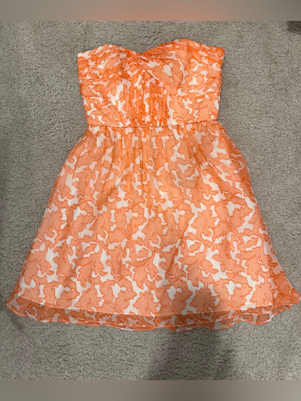 Shoshanna Strapless Orange Floral Dress size 0